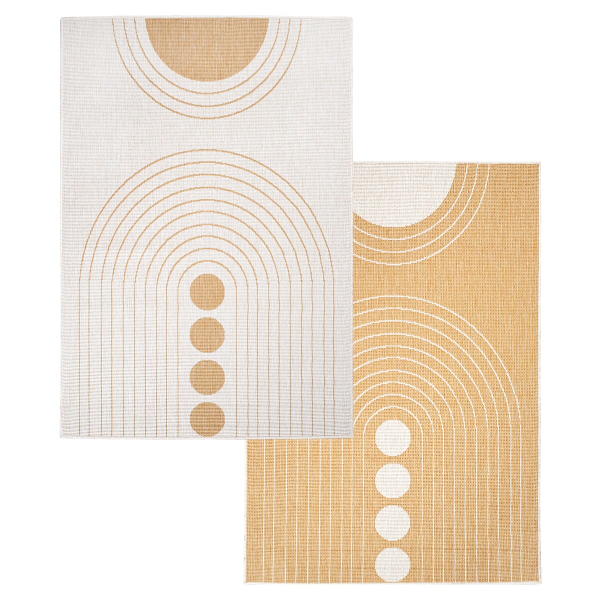 Funkcjonalny dywan na zewnątrz i do wnętrz, dwustronny DUO 57390 Ochre 80x150