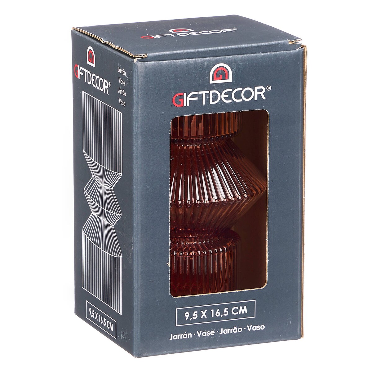 Szklany wazon ryflowane szkło, 9,5 x 16,5 cm