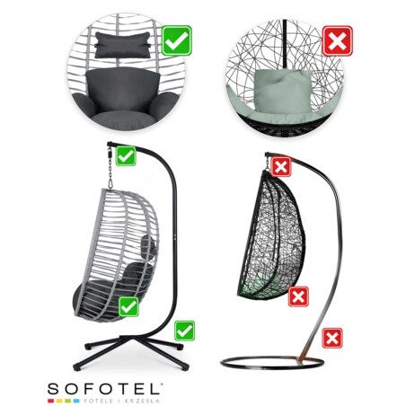 Fotel ogrodowy wiszący huśtawka kosz składany Sofotel Toskana szary