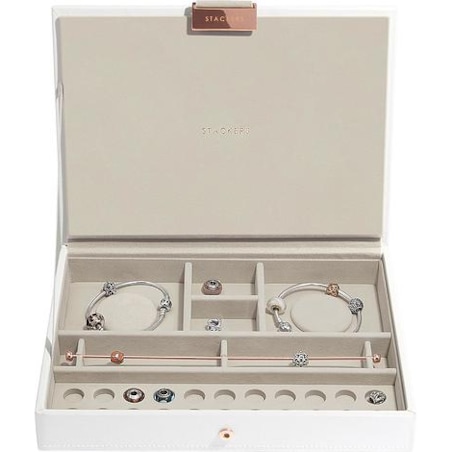 Pudełko na charmsy Stackers classic białe różowe złoto z pokrywką