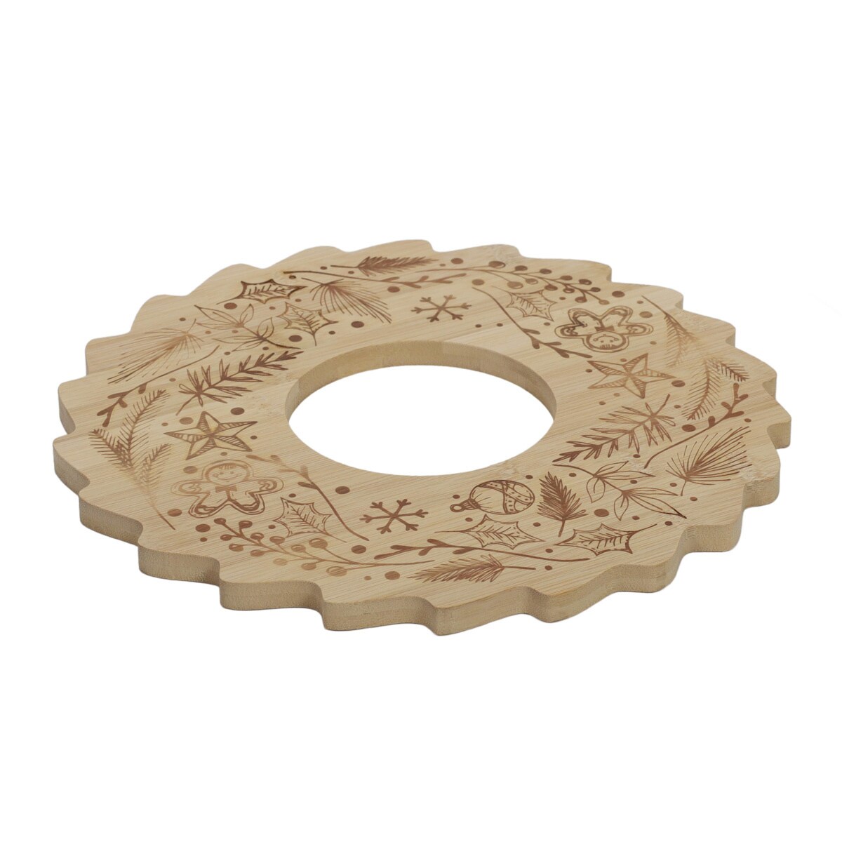 Bambusowa taca do serowania przekąsek BELLUNE wianek świąteczny, Ø 30 cm