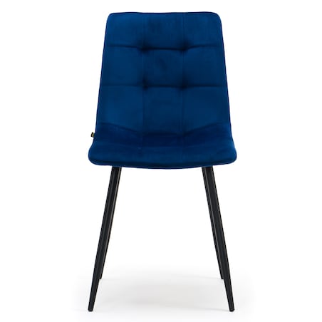 Krzesło tapicerowane pikowane welurowe do salonu jadalni PARMA granatowa