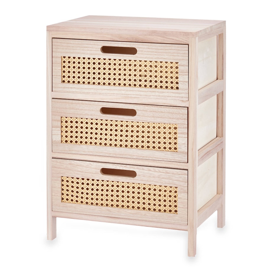 Wąska komoda z 3-szufladami, plecionka wiedeńska, 29 x 40 x 58 cm