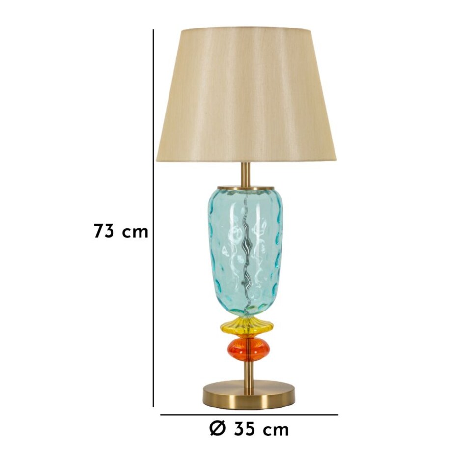 Lampa stołowa Colorful, kolor wielokolorowy, żelazo, szkło i tkanina, 35 x 35 x 73 cm, 1 x E27, do salonu i sypialni, Mauro Ferretti