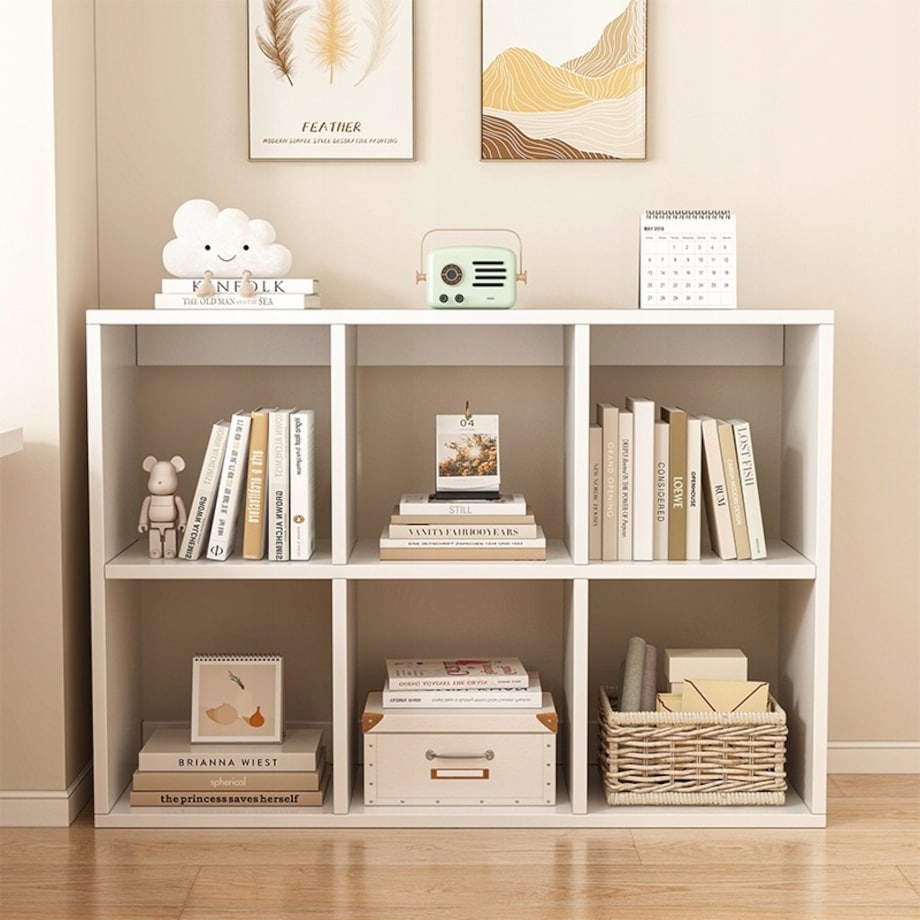 Regał otwarty biały 6 półek na książki szafka loft nowoczesny 100x67x30 cm