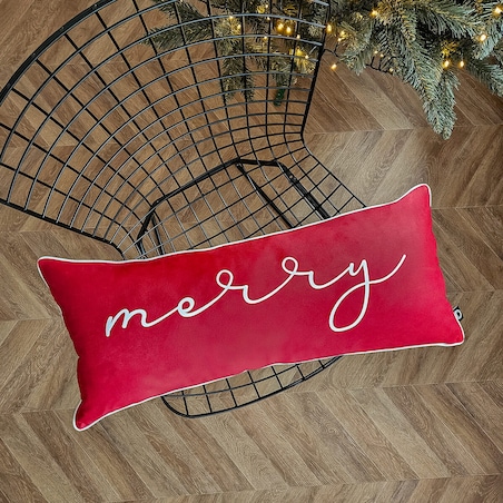 Poduszka XMAS wzór XM34 | Czerwone Merry 30 x 70 cm