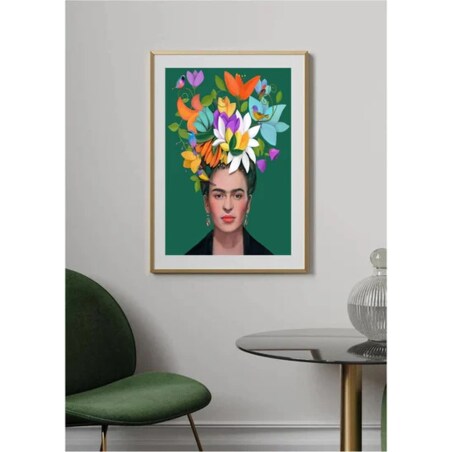 Poster Story, Plakat, Obraz - Frida Kahlo na Kwiatowym Tle, wymiary 70 x 100 cm