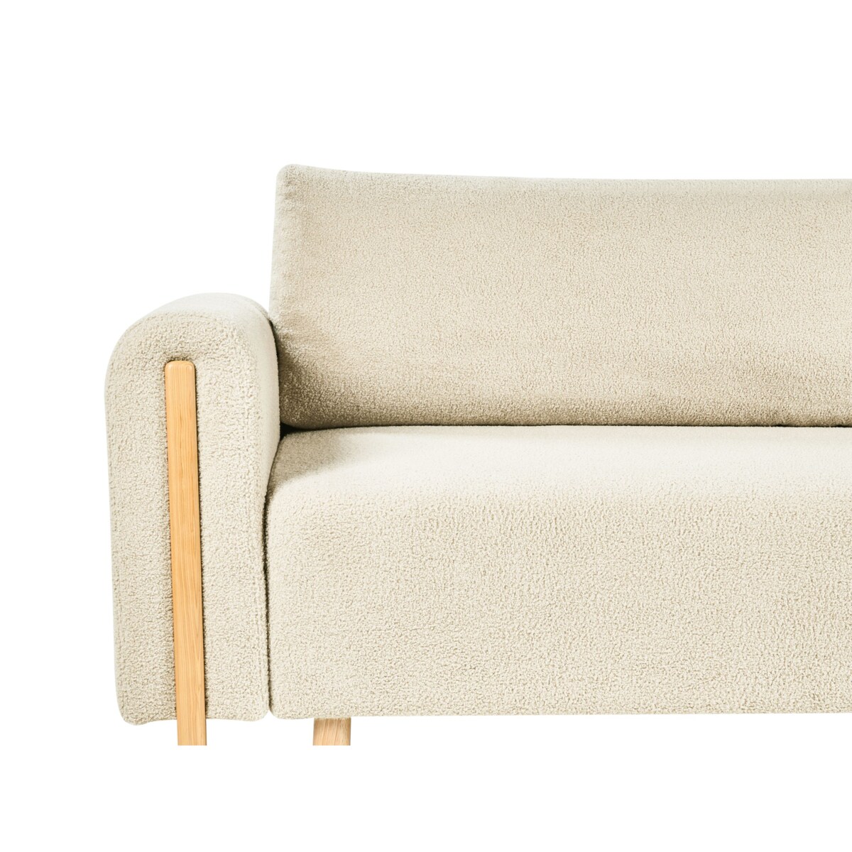 Sofa rozkładana dla 3 osób KVAM Boucle Złamana biel ze schowkiem