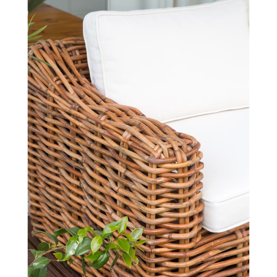 Sofa trzyosobowa dla 3 osób Lewostronny Rattan Naturalny BRIATICO