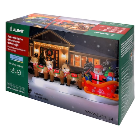 Nadmuchiwana ozdoba Mikołaj na saniach renifery świąteczne dmuchane