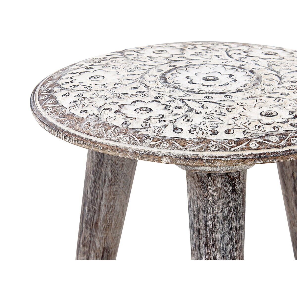 Zestaw 2 stolików pomocniczych drewno mango złamana biel BARJU