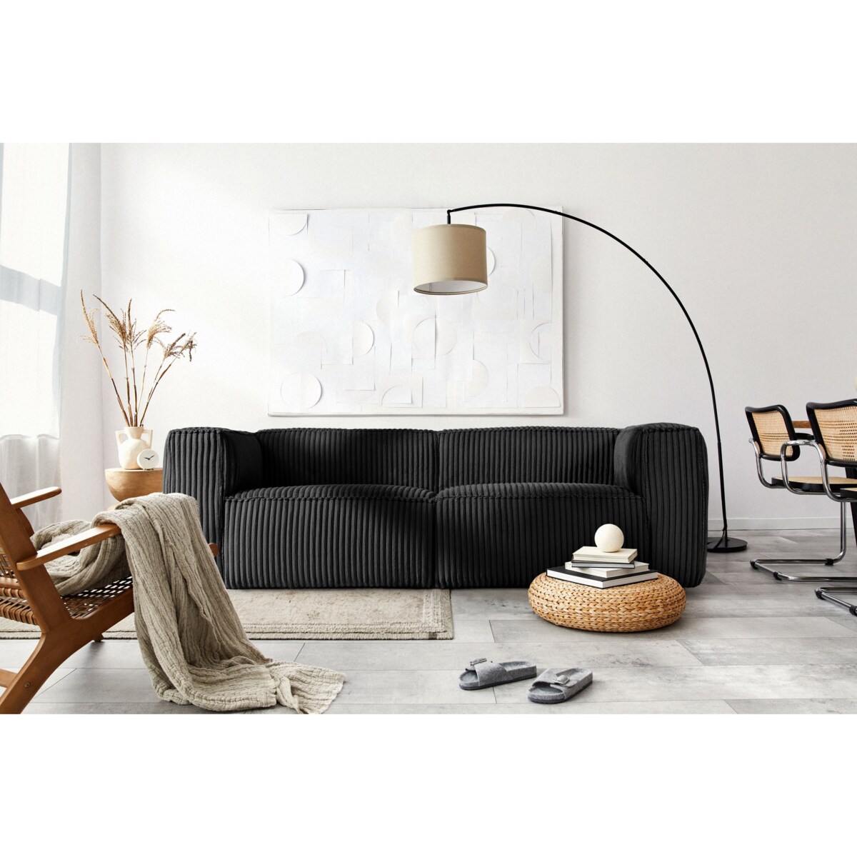 KONSIMO FEROX Duża sofa 3 osobowa, czarny