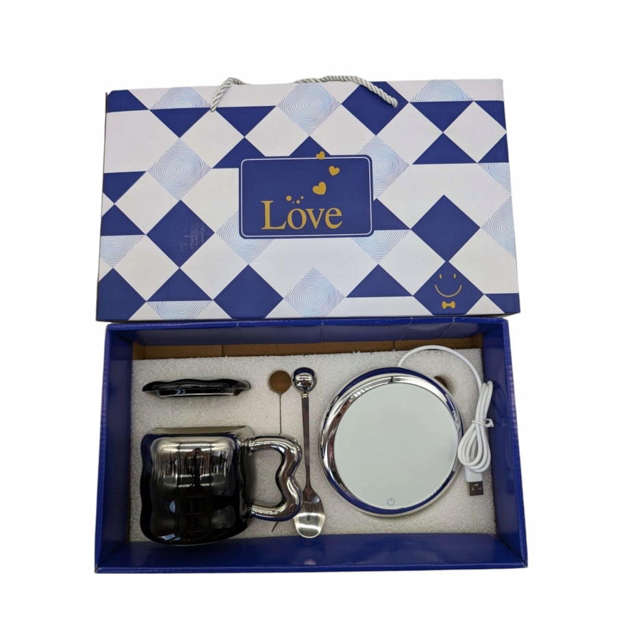 ELEGANCKI Kubek z podgrzewaczem + Łyżka + KABEL USB Kubek świąteczny GIFT