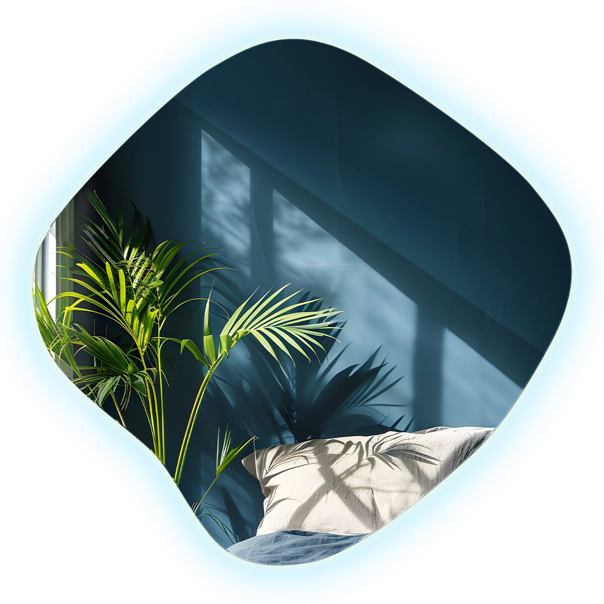 Lustro Asymetryczne LED - 67,6x67 cm - Zimne Światło