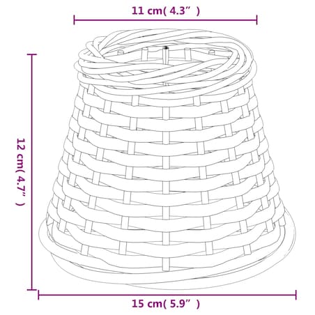 vidaXL Klosz do lampy, brązowy, Ø15x12 cm, wiklina