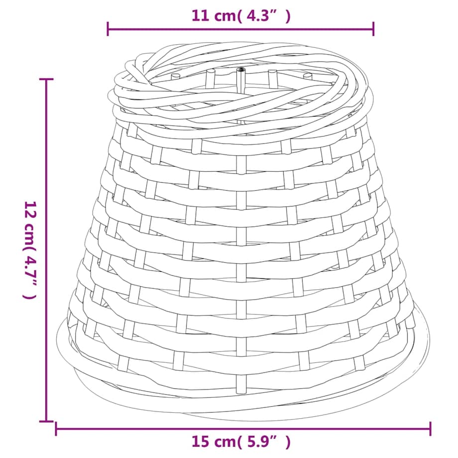 vidaXL Klosz do lampy, brązowy, Ø15x12 cm, wiklina