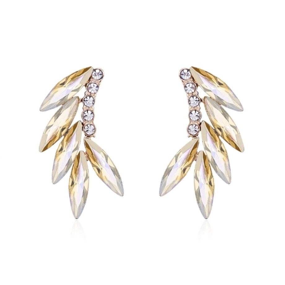 Kolczyki złote skrzydełka szampańskie z cyrkoniami