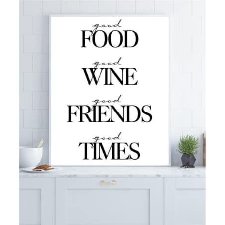 Poster Story, Plakat, Obraz - Food Wine Friends Times, wymiary 50 x 70 cm