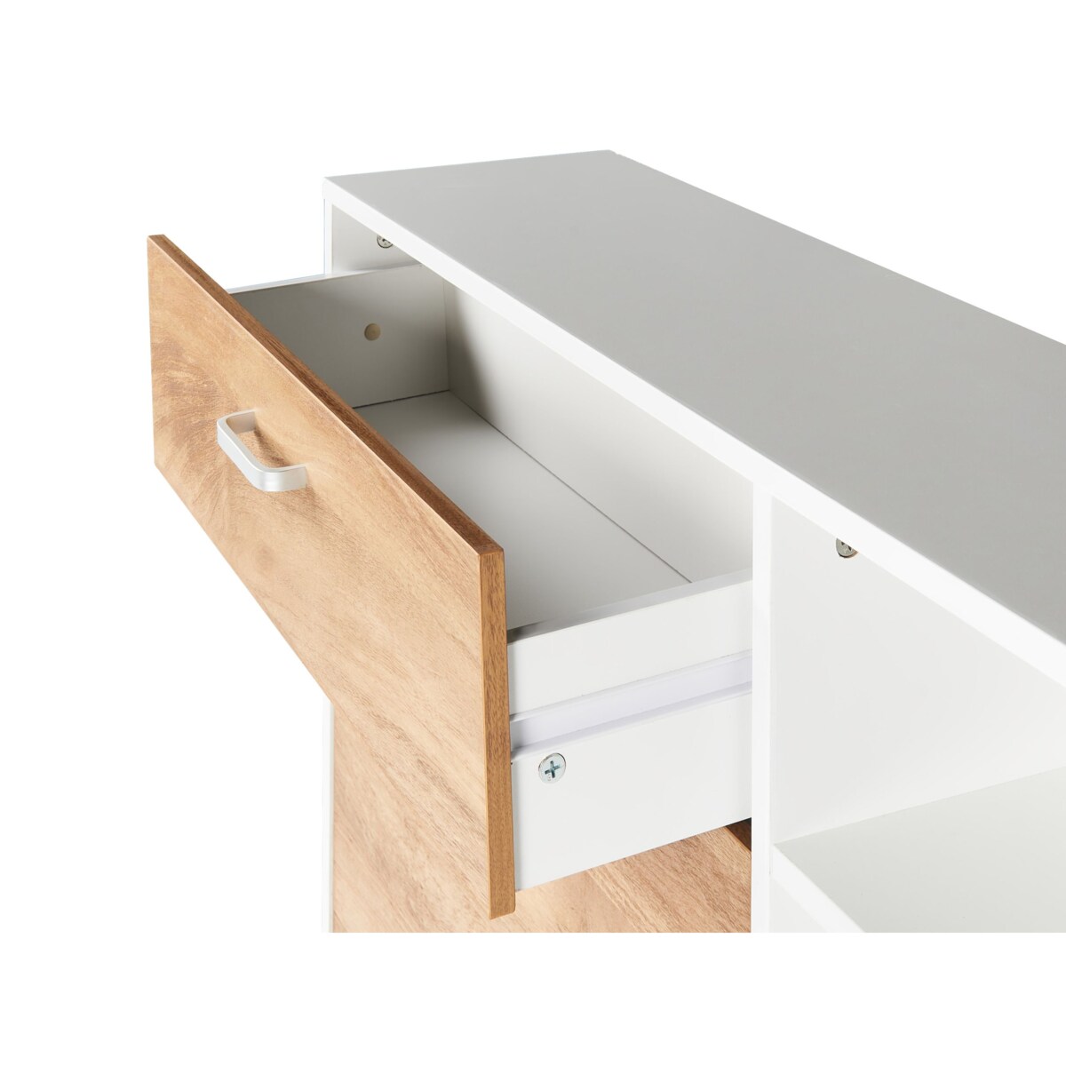 Szafka na buty 2 przegrody jasne drewno z białym MACKAY