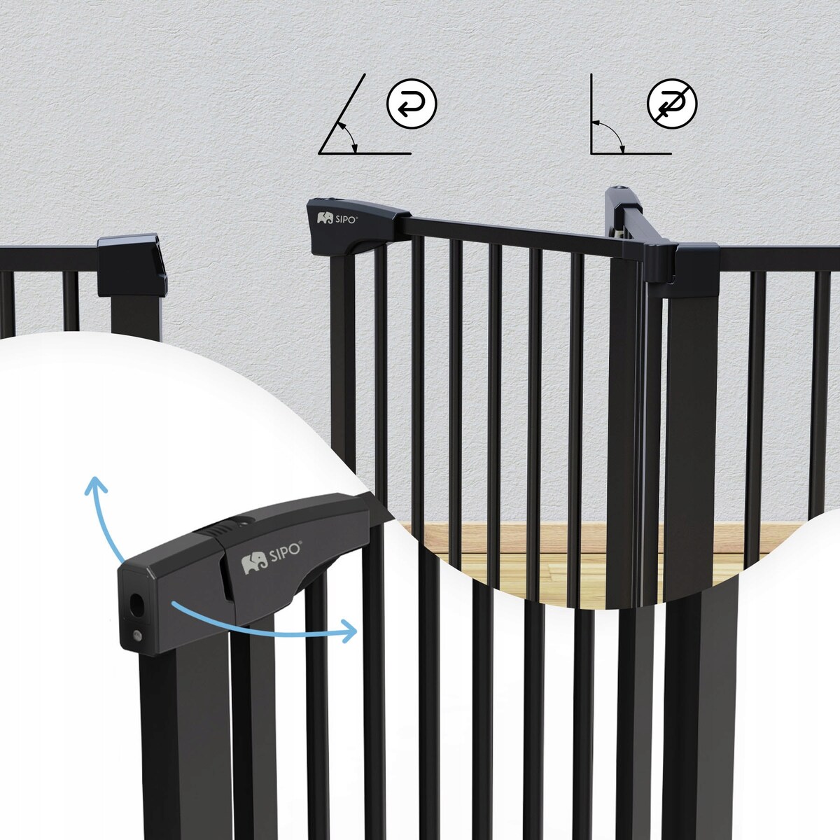 bramka na schody zabezpieczająca, barierka ochronna, sipo, 75-103 cm, czarna