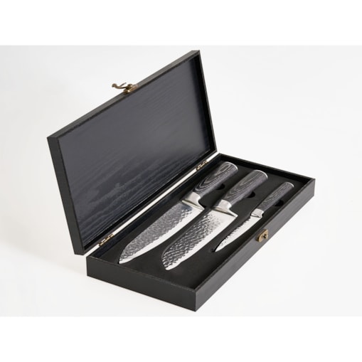 Zestaw 3 noży Stal damasceńska KASHIWA Czarny
