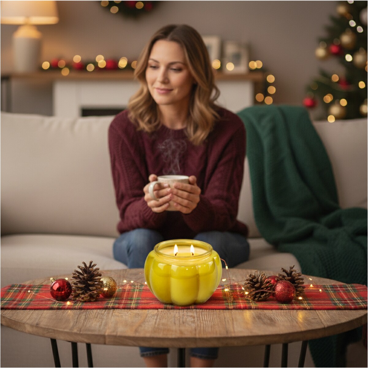 Świeca Na Halloween Jesienna Świeczka Szklana Dynia Dekoracja 11,5 Cm Żółta