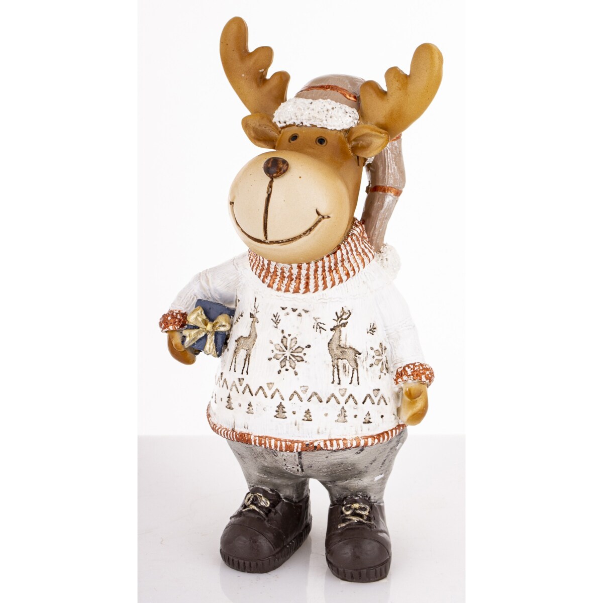 Figurka - łoś 17,5x9x7 cm ALCE w białym sweterku