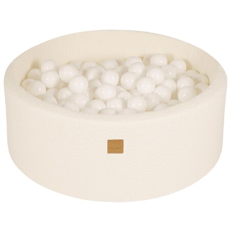 MeowBaby® Boucle Biały Okrągły Suchy Basen 90x30cm dla Dziecka, piłki: Biały