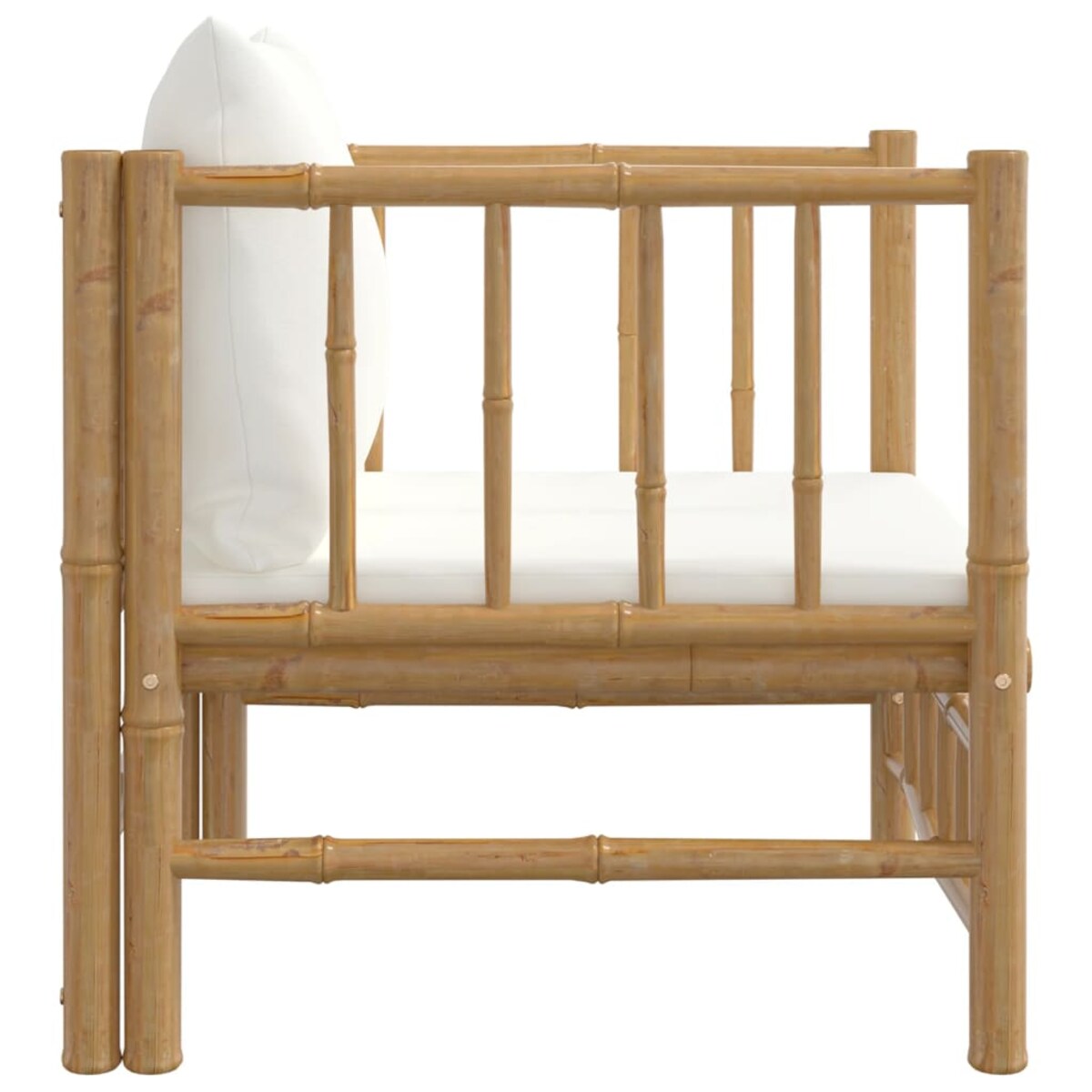 vidaXL Sofa ogrodowa, kremowe poduszki, bambus