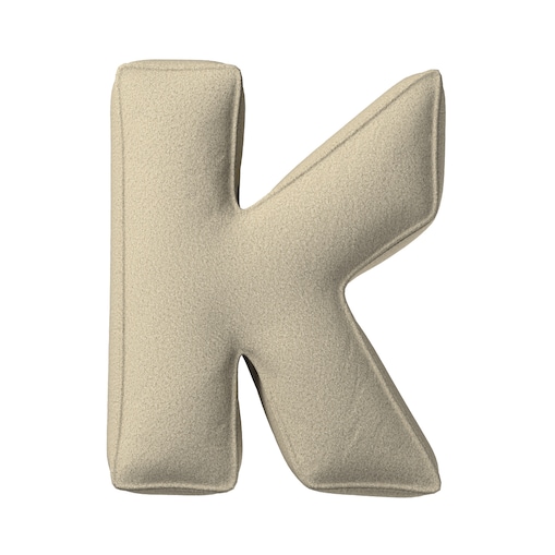 Poduszka literka K, jasny beż, 35x40cm, Boucle