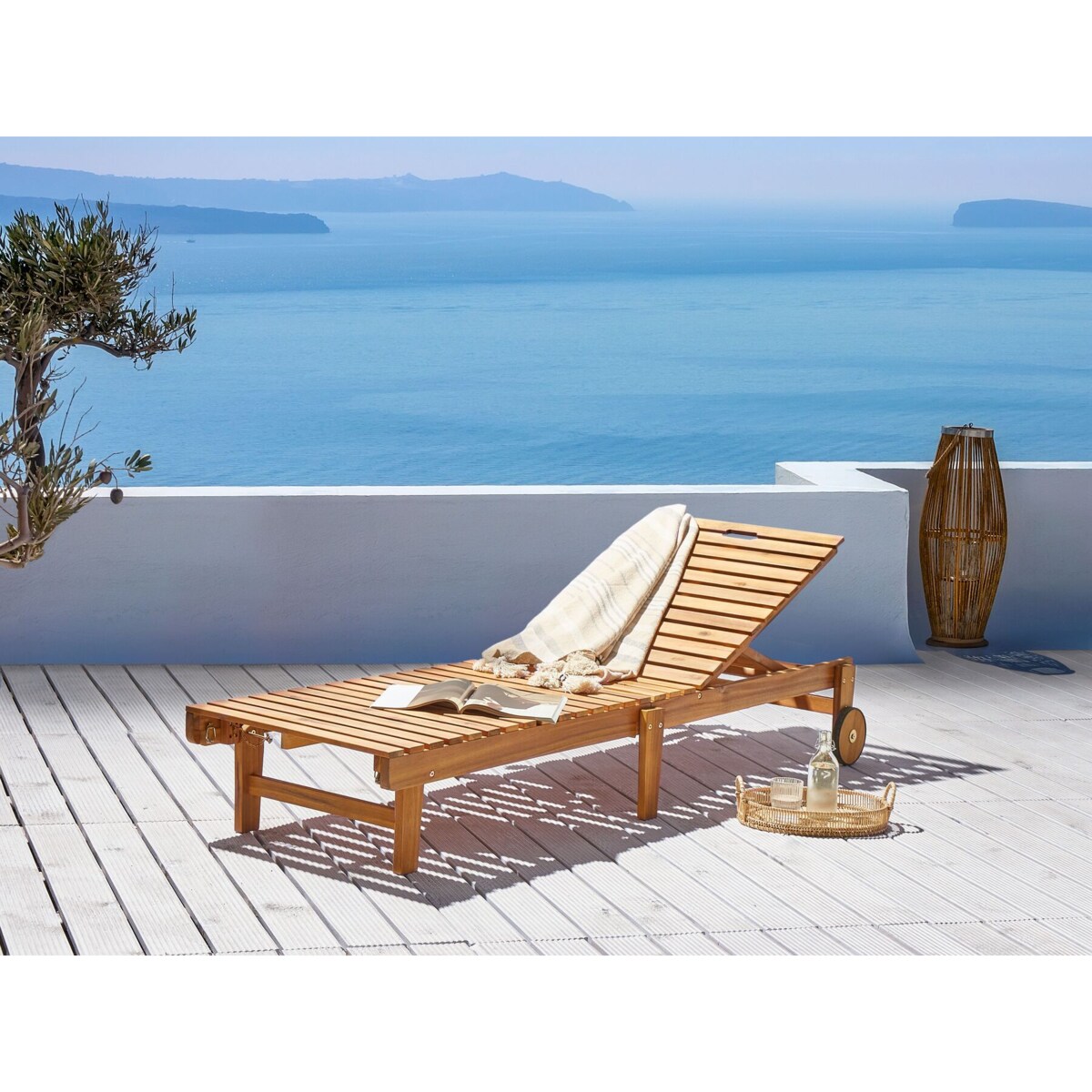 Leżak ogrodowy drewniany jasny PIETRALUNGA