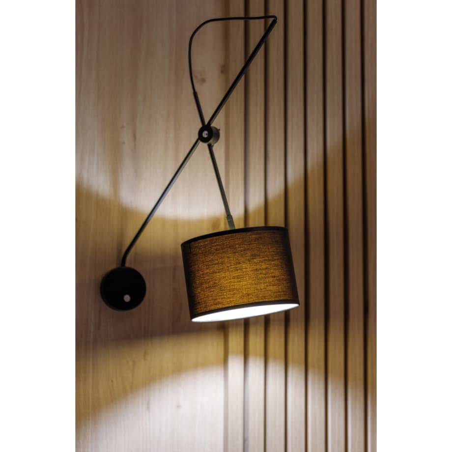 Kinkiet LAMPA ścienna VIPER 6513 Nowodvorski regulowana OPRAWA abażurowa KINKIET na wysięgniku czarny złoty