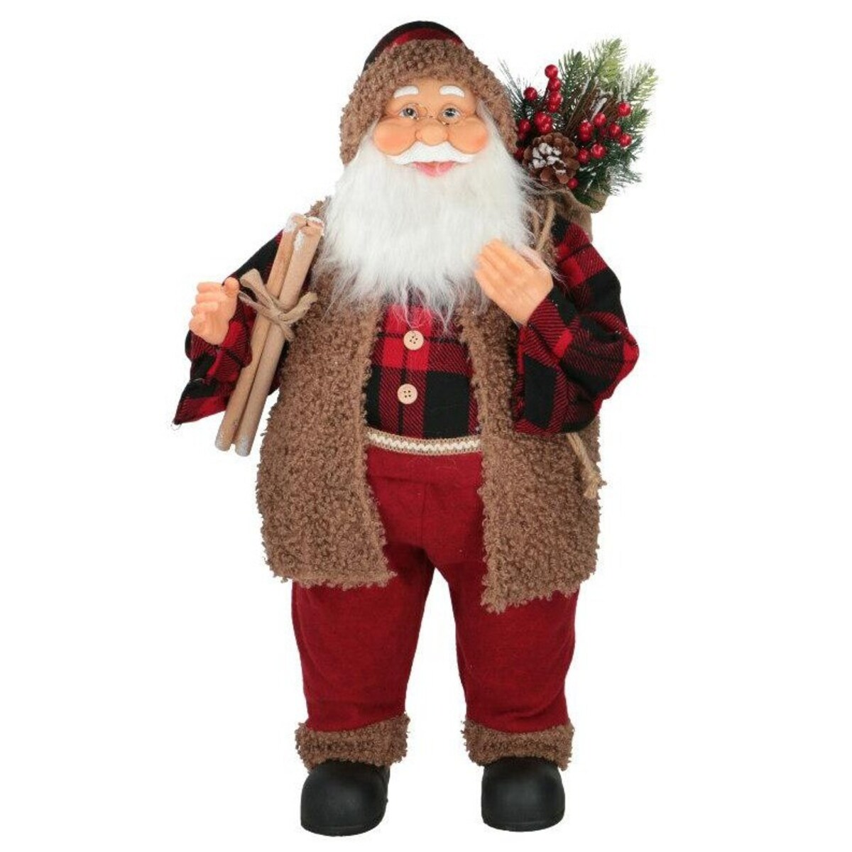 Figurka - Mikołaj w kraciastej koszuli 80x45 cm