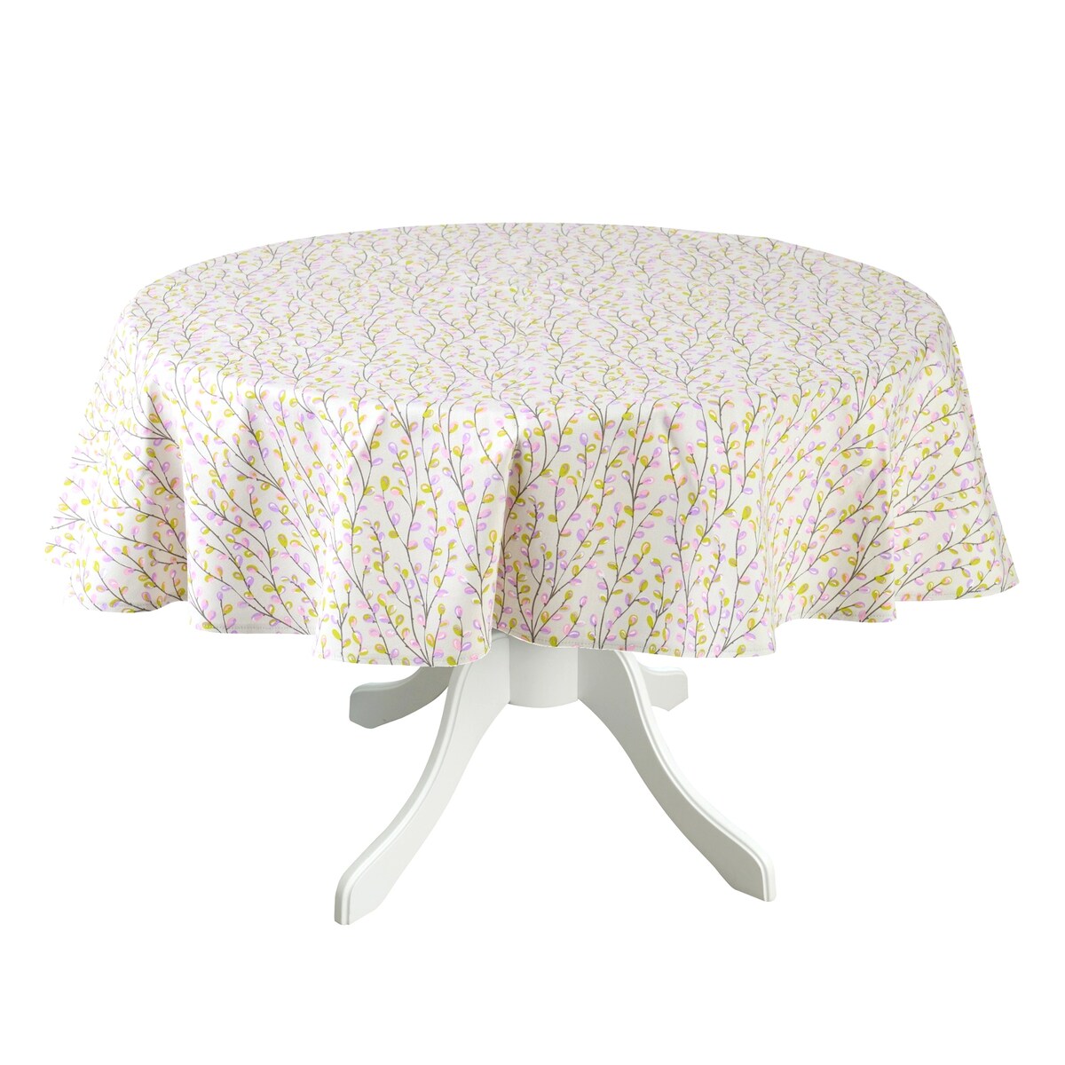 Okrągły obrus z motywem gałązek wierzby Purple Willow – ⌀ 160 cm