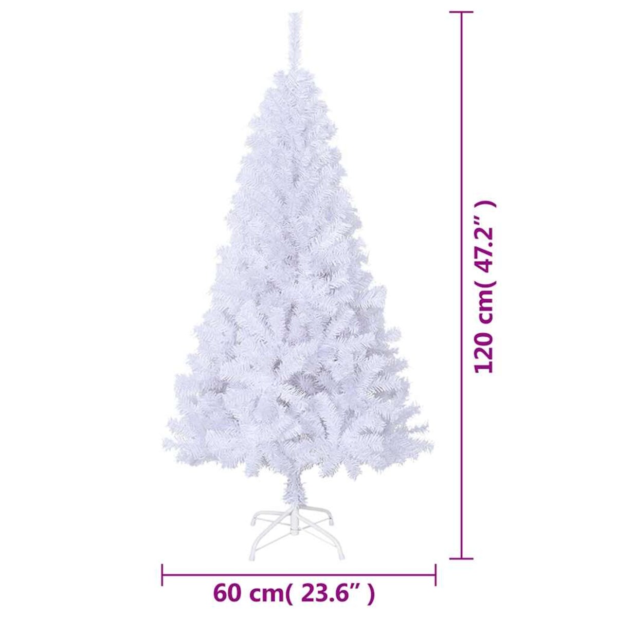 vidaXL Sztuczna choinka o grubych gałązkach, biała, 120 cm, PVC
