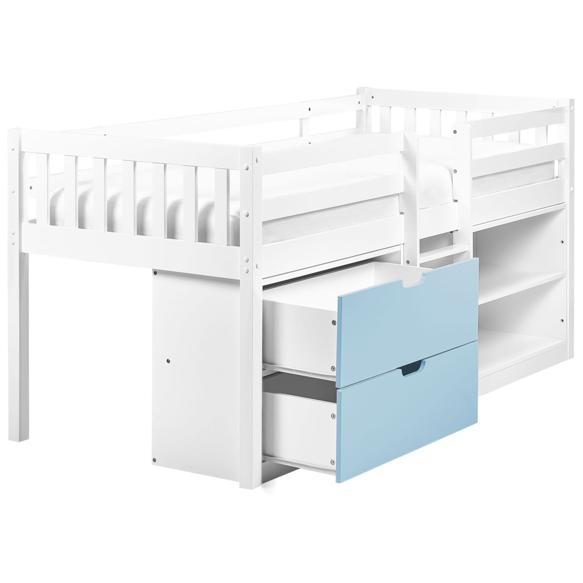 Łóżko na antresoli Drewno SUSVILLE 90 x 200 cm Niebieski