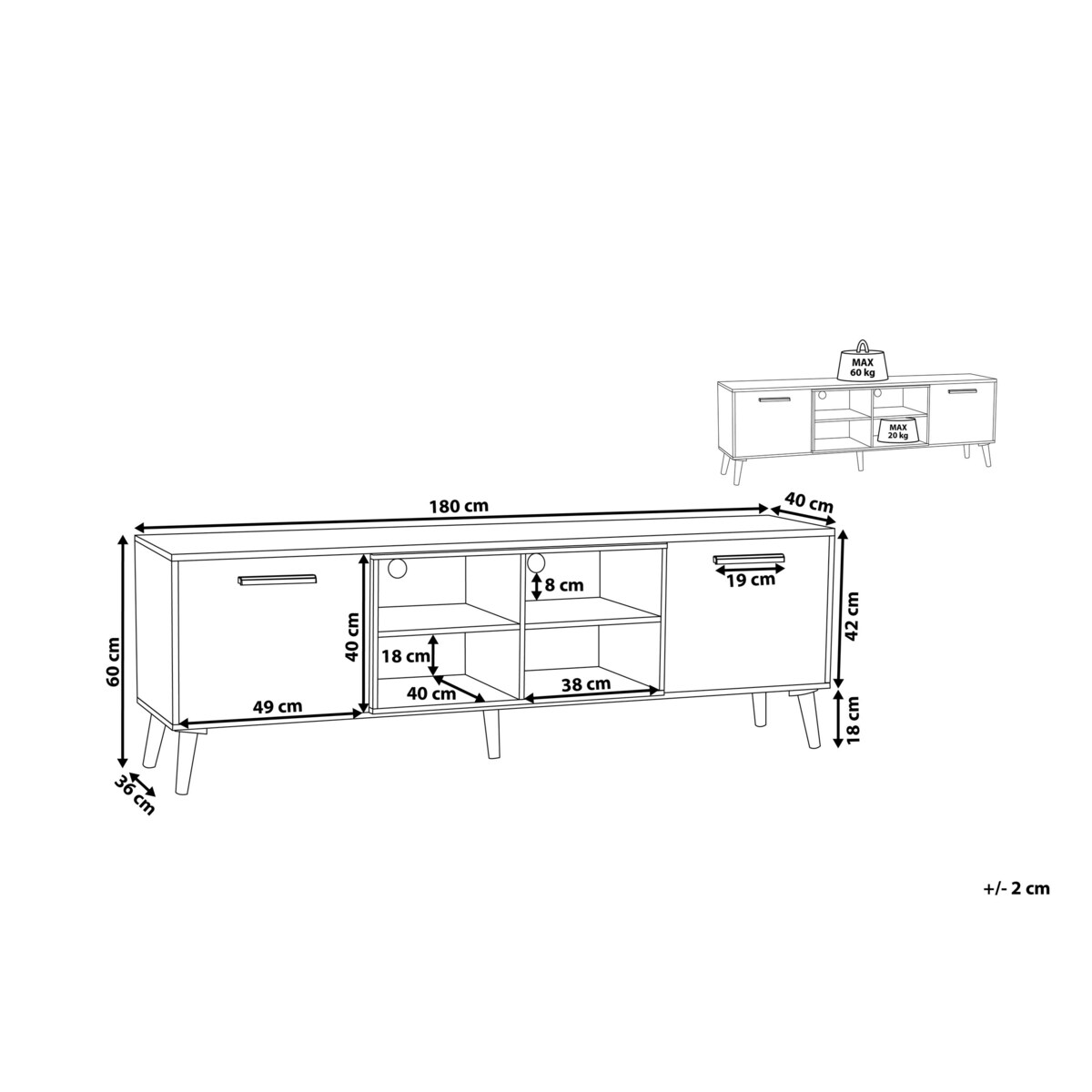 Szafka RTV biała ALLOA