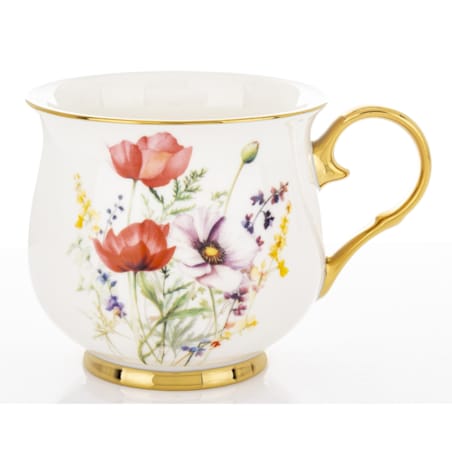 Kubek porcelanowy baryłka 430 ml z pudełkiem 9x13,5x10 cm BALERO-5 dwa czerwone maki