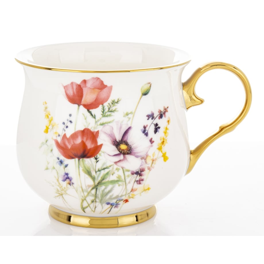 Kubek porcelanowy baryłka 430 ml z pudełkiem 9x13,5x10 cm BALERO-5 dwa czerwone maki