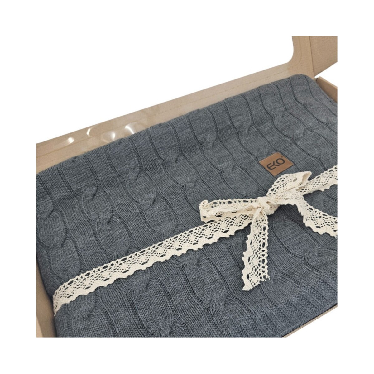 Koc dzianinowy kaszmir 150x200 cm – VERONA ANTHRACITE