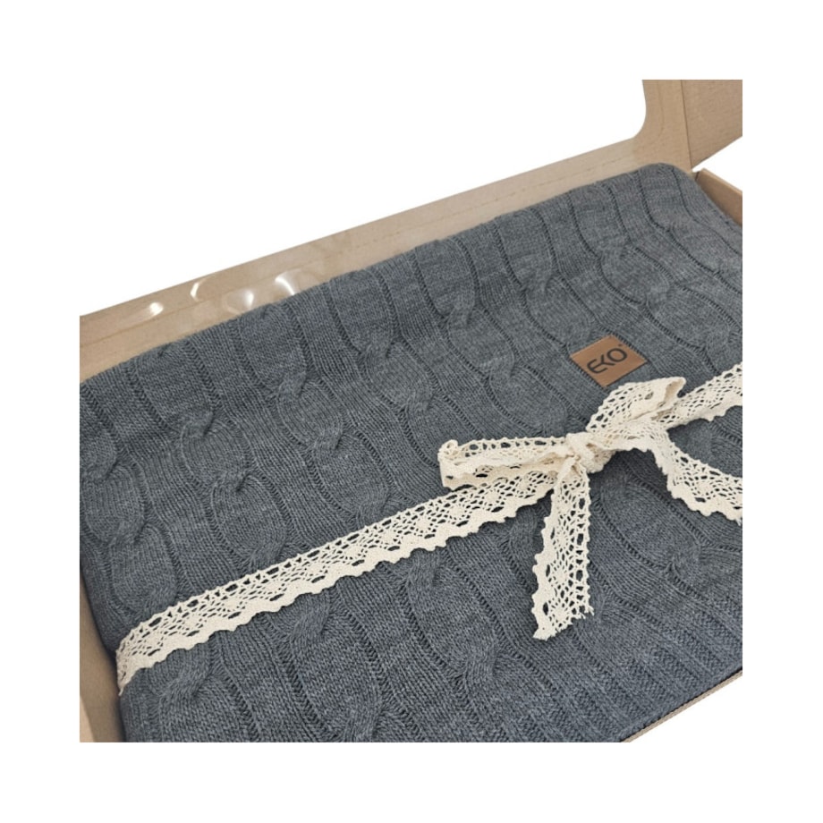 Koc dzianinowy kaszmir 150x200 cm – VERONA ANTHRACITE