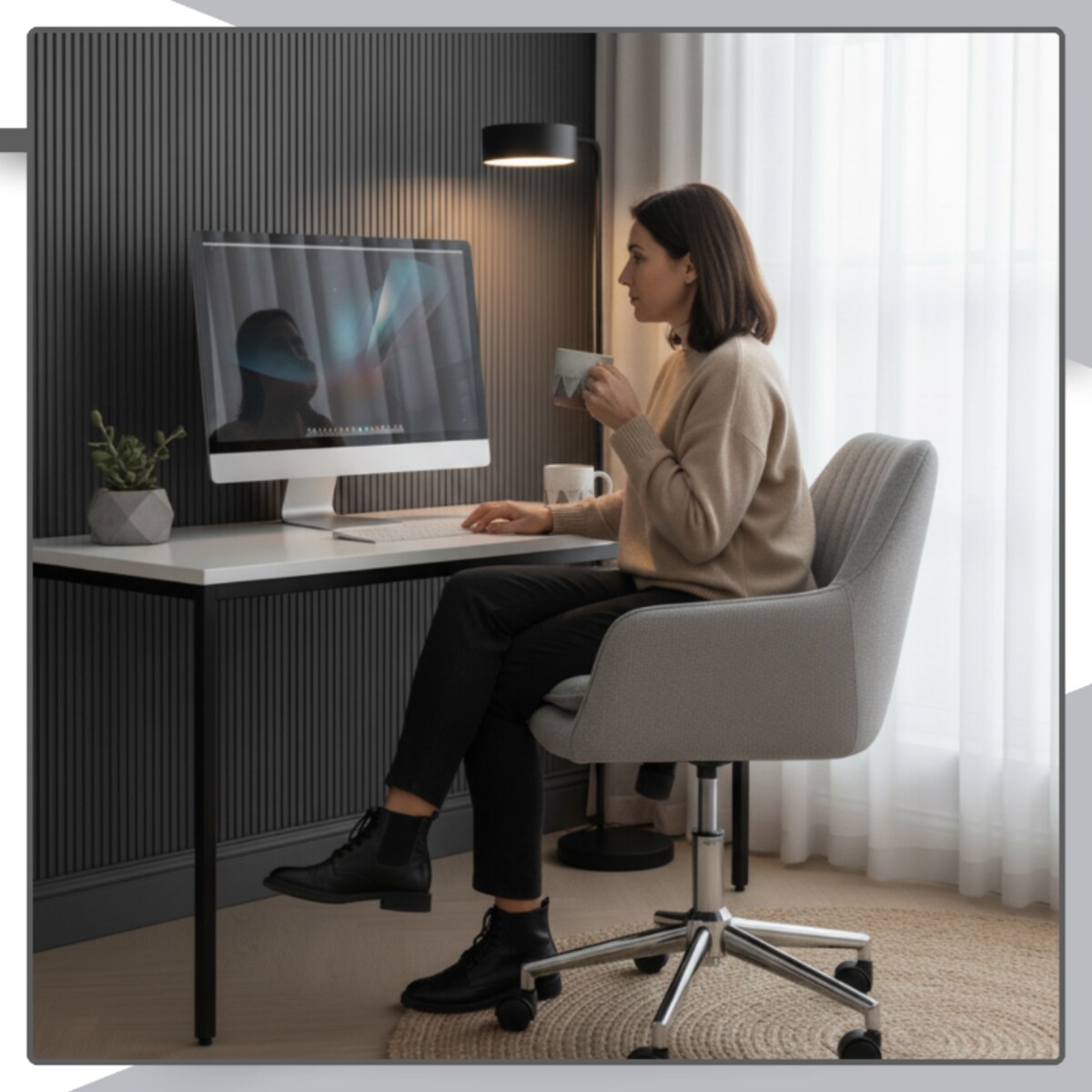 Fotel biurowy obrotowy krzesło biurowe welurowe do biurka regulowany szary