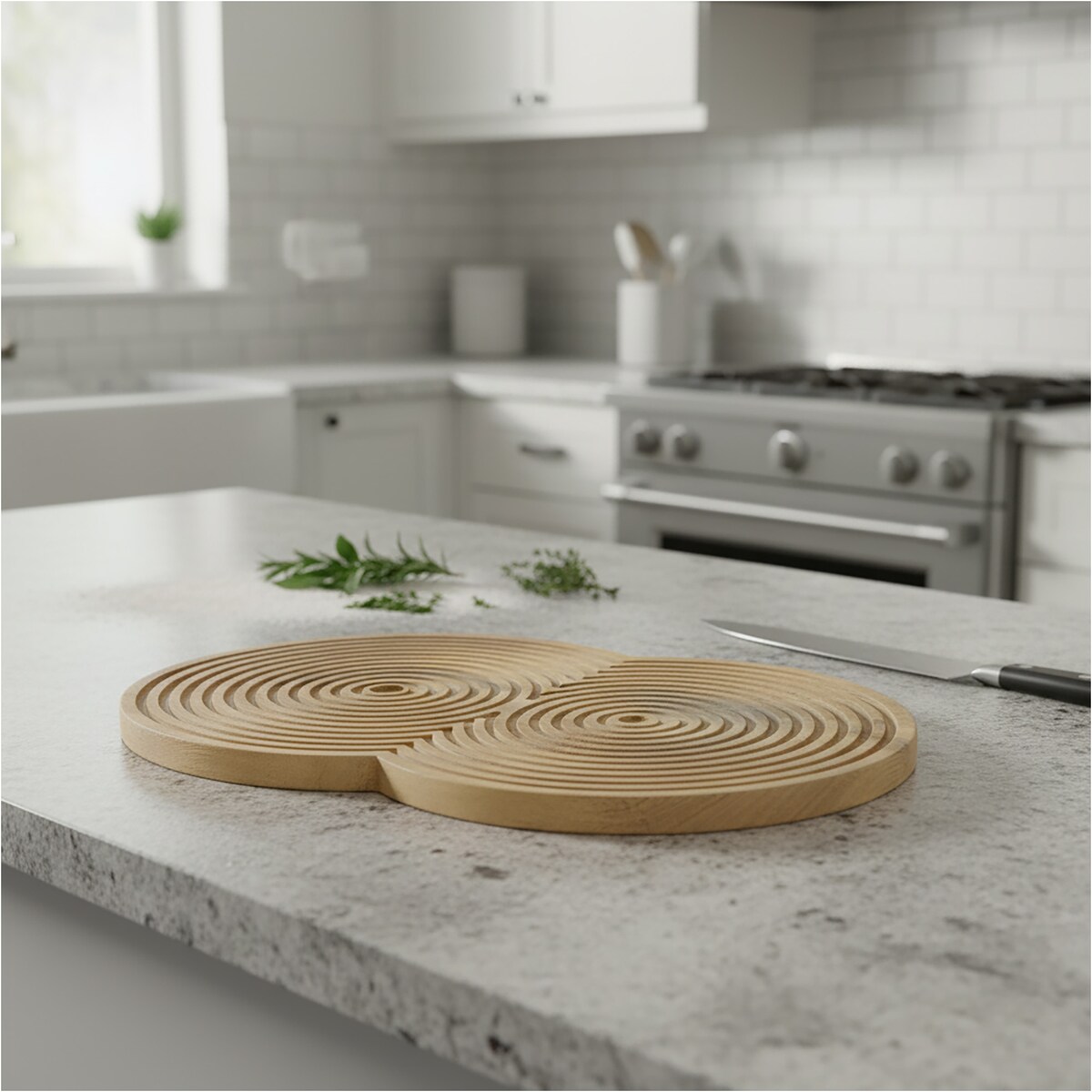 Deska Do Serwowania Drewniana Duża Okrągła Kuchenna Solidna 48X33 Cm Brązowa (Dwa Koła)