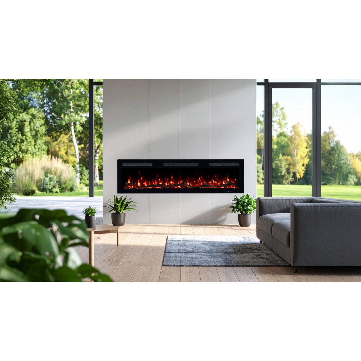 Kominek elektryczny Emotion Flame Monarch 127 - ścienny i do zabudowy - 127x13x35 cm - kominek LED z funkcją grzania 900/1800 W