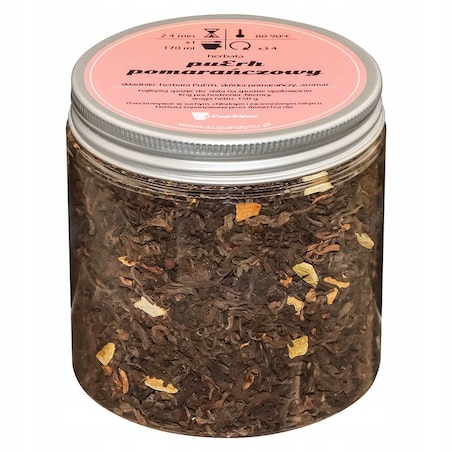 Herbata czerwona pu-erh POMARAŃCZOWY o smaku pomarańczowym PREMIUM Cup&You - herbata liściasta sypana mieszanka napar susz - gotowa na prezent upominek