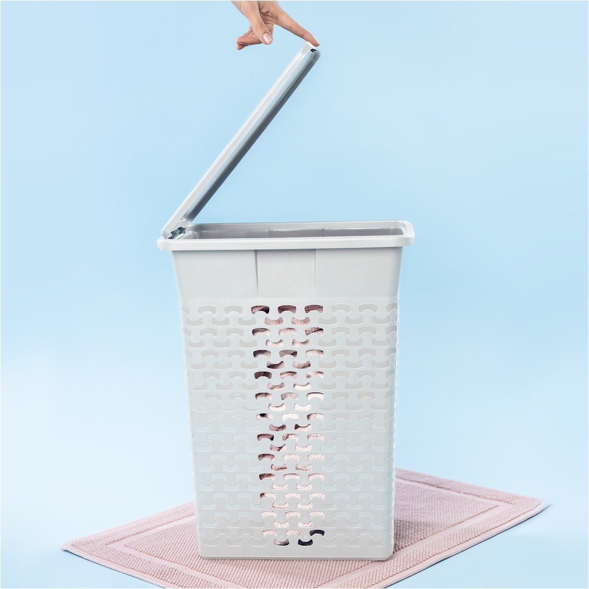 Kosz Na Pranie Bieliznę Wolnostojący Łazienkowy 35 L Biały