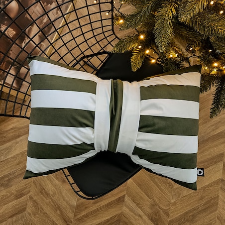 Poduszka XMAS wzór XM56 | Kokarda w paski oliwkowa 40 x 60 cm