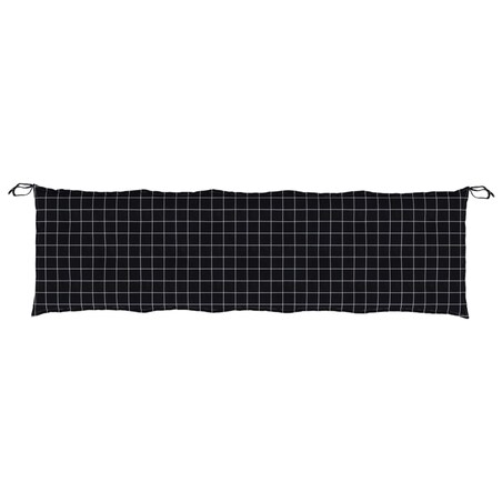 vidaXL Poduszka na ławkę ogrodową, czarna krata, 180x50x7 cm, tkanina