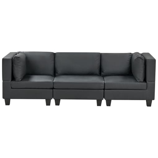 Sofa modułowa 3-osobowa ekoskóra czarna UNSTAD