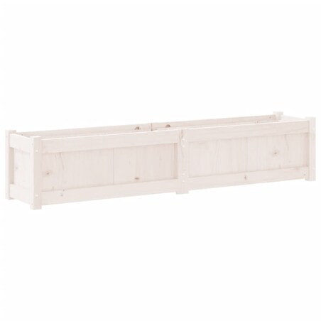 vidaXL Donica ogrodowa, biała, 150x31x31 cm, lite drewno sosnowe